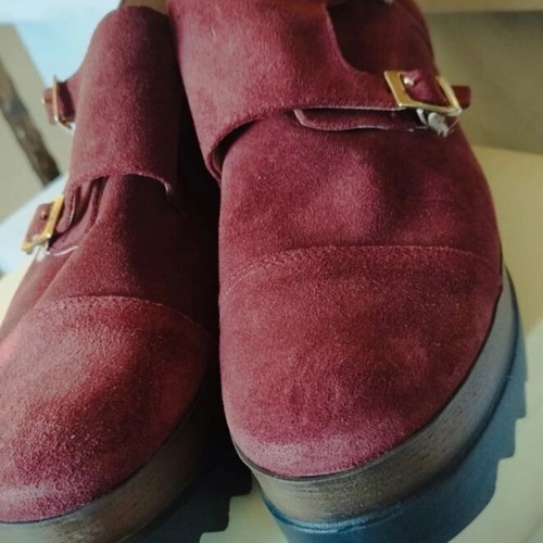 Bozikis platform shoes burgundy suede like new, size 41