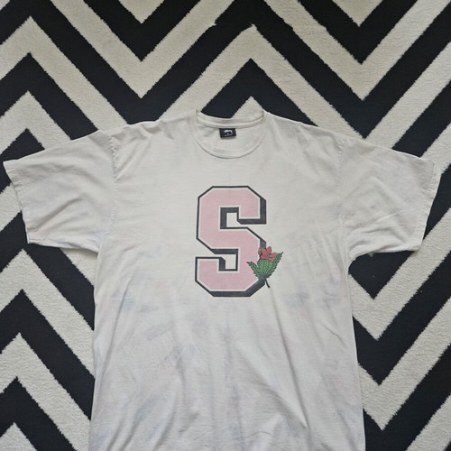 Stussy men's t-shirt XL white and pink like new