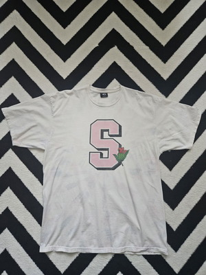 Stussy men's t-shirt XL white and pink like new