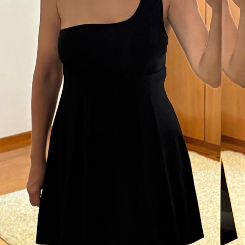 Benetton black dress with one shoulder like new