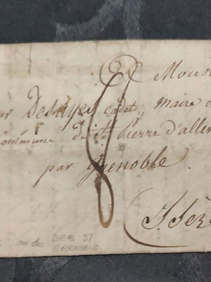 Γαλλική επιστολή του 1816 μεταχειρισμένη