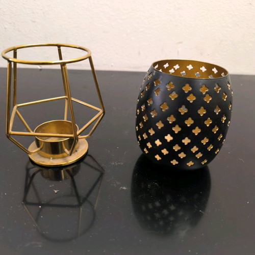 Decorative tealight holders like new, gold and black set of 2