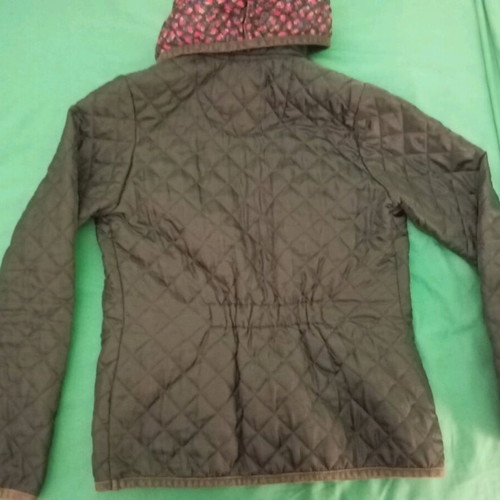 Zara quilted women's jacket used, cypress green with hood