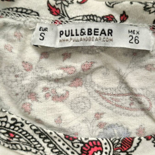 Pull & Bear short-sleeve blouse used, loose fit, white with print