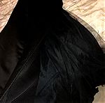  maxi βραδυνο φορεμα στραπλες μαυρο με μαυρο τούλι εσωτερικά/Dorothy Perkins/UK12/φορεμένο μια φορά