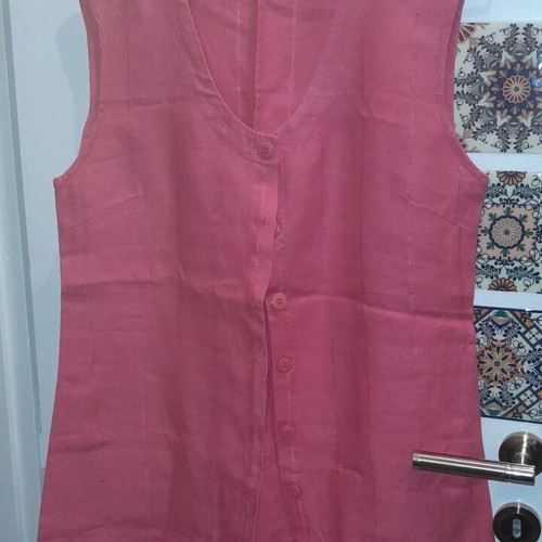 Cacharel women's linen sleeveless blouse coral color like new