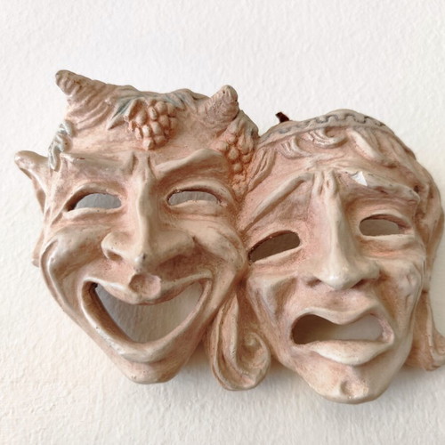 Handmade Theater Masks 1963 Decorative Wall Art
