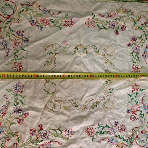Handmade folk art embroidery used