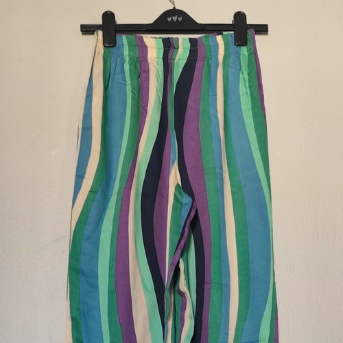 Innocent satin wide-leg pants like new, colorful stripes, size S