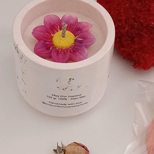 Miss Dior Inspired Candle Set 150ml in Pink Porcelain with Pomegranate and Tray