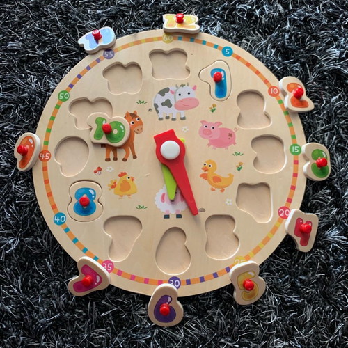 Wooden puzzle clock used