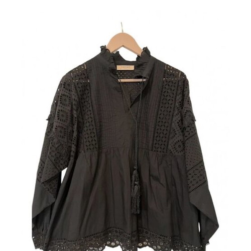 Twinset blouse with English embroidery like new, black, size M/L
