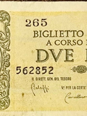 Χαρτονόμισμα Italy 2 Lire μεταχειρισμένο [1944]