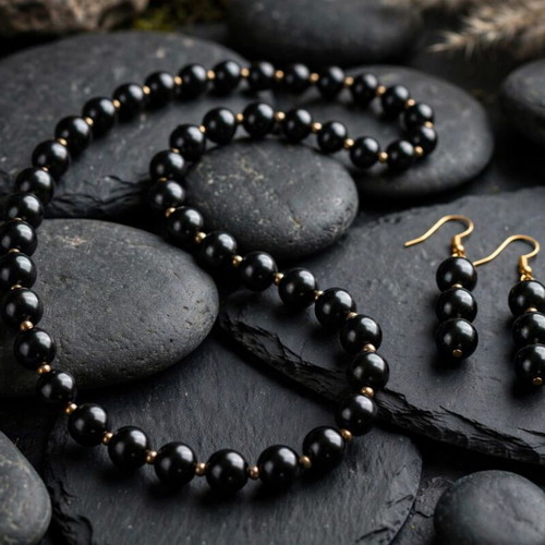 Black  necklace and earrings set