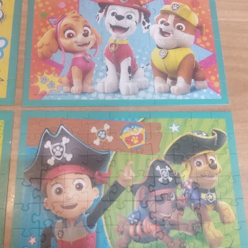 Paw Patrol puzzle set of 4 used with 35 to 70 pieces each