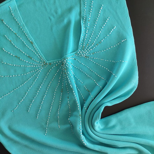 Vintage Y2K Light Blue Knit Top with Beaded Starburst Detail, like new