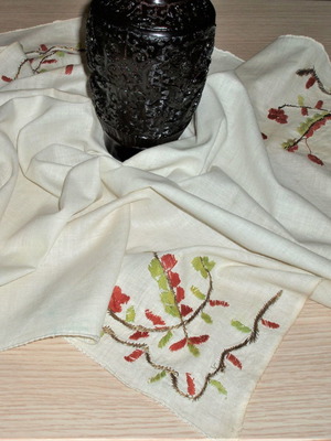 Mikrasiatic embroidered handwoven square used with silver thread 19th century
