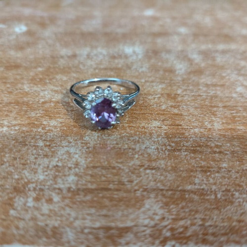 925 Silver Ring with Genuine Amethyst Like New