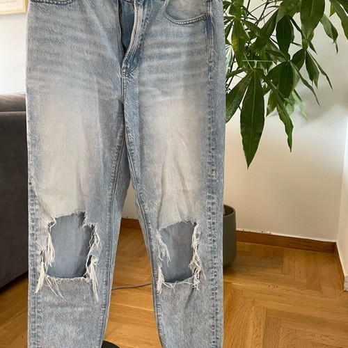 American Eagle mom jeans με σκισίματα μεταχειρισμένα, μέγεθος M 38 10, μπλε