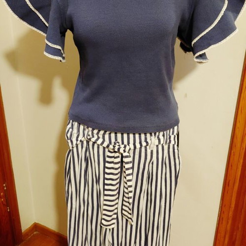 Trendyol blouse and Mayoral striped pants women's set