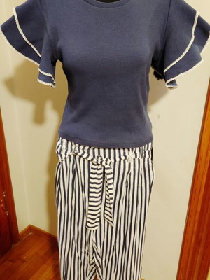 Trendyol blouse and Mayoral striped pants women's set