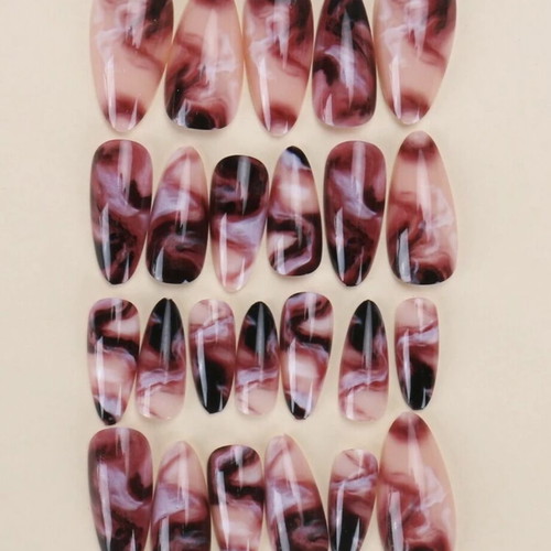 Fake nails new, set of 25 with file and double-sided gel stickers