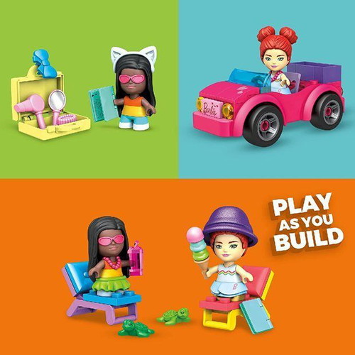 Mattel Mega Barbie Building Blocks Set Convertible Beach Adventure new