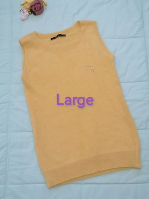 Sleeveless wool blouse used yellow canary Anna Raxevsky size L