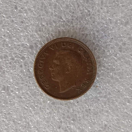 Canada 1 Cent Coin used, King George VI, maple leaves