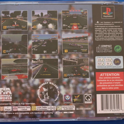 Formula 1 PlayStation 1 used, English with booklet, black version