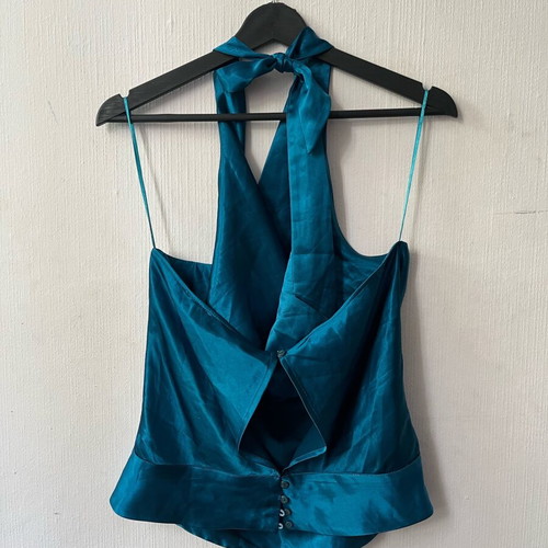 Toi&Moi satin top like new, size M-L, blue