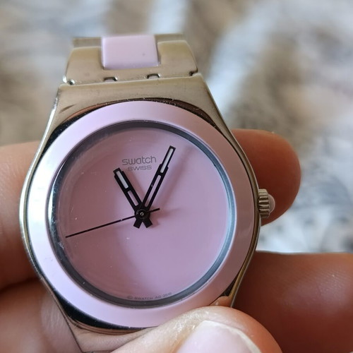 Swatch women's wristwatch pink stainless steel