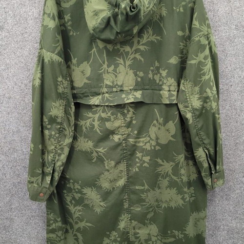 H&M parka long coat floral khaki trench new