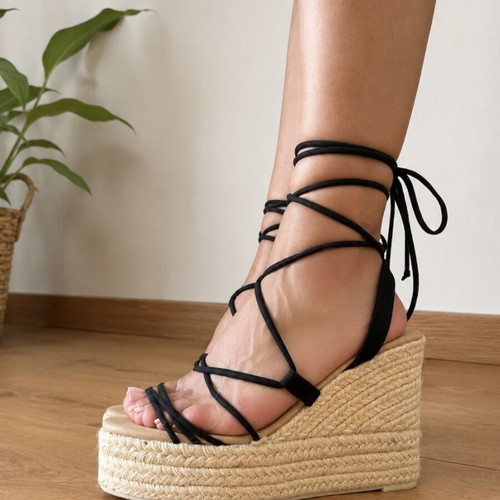 Manebi Lace Up Espadrillas like new, size 38, black