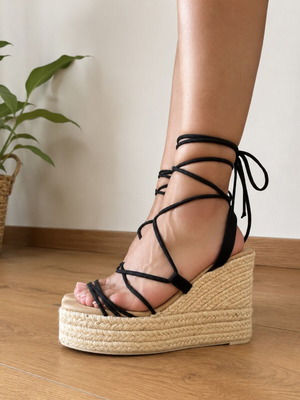 Manebi Lace Up Espadrillas like new, size 38, black