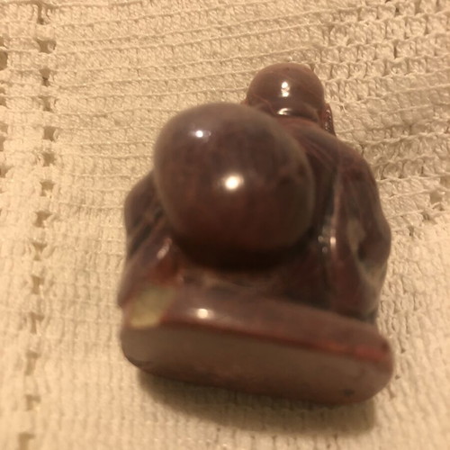 Vintage carved Laughing Buddha figurine used, soapstone, height 5 cm