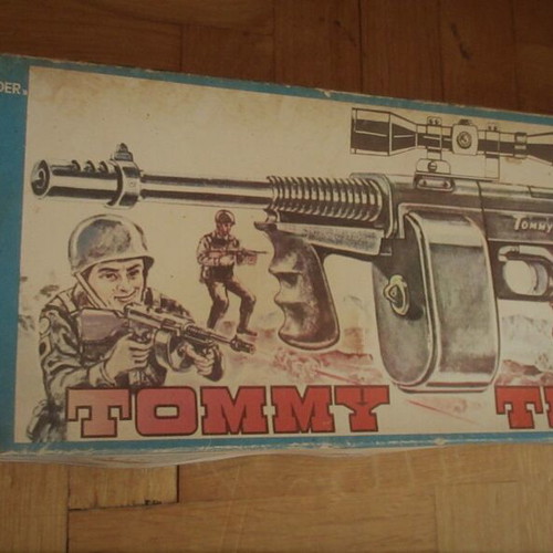 Vintage Tommy Thunder Automatic Battery-Operated Toy Lithograph Box from Lyra 70s like new