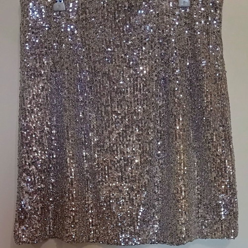 M&S sequin skirt like new, silver, size L