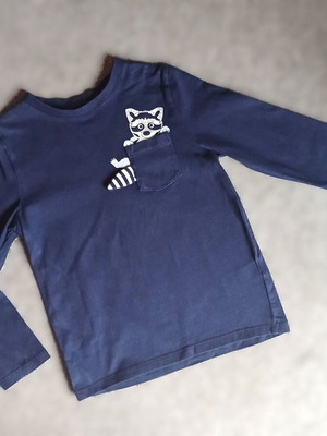 C&A Kids' Shirt 122 like new, blue with raccoon design