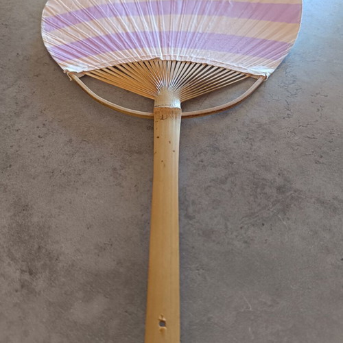 Flying-Tiger striped bamboo fan like new, purple