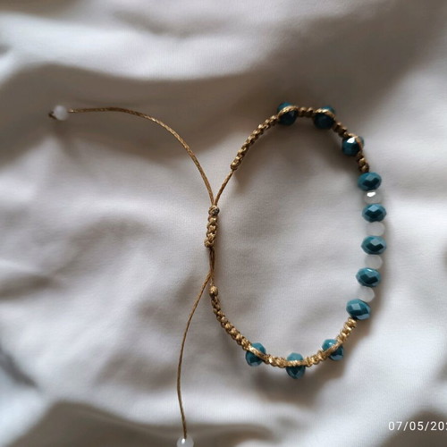 Handmade macrame bracelet new with gold wax cord