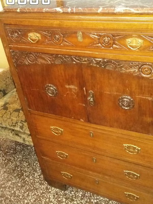 Antique dresser with red marble top used