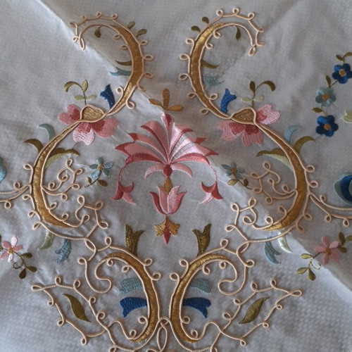 Organza tablecloth new with rich Byzantine embroidery