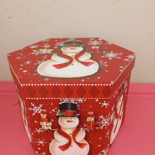 Christmas box polygonal new made of hard pressed paper