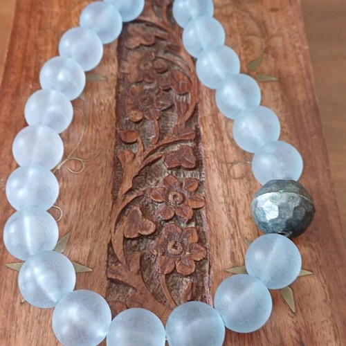 Necklace and bracelet set used, turquoise with beads
