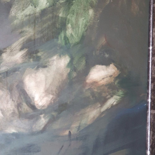 Painting by Eleni Mantzopoulou new with sleeping female figure