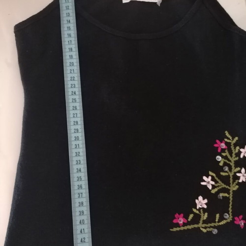 Aniye By Black Cotton Knit Top S/M with Embroidery and Sequins