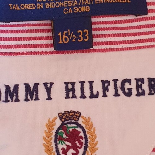 Tommy Hilfiger Men's Red and White Striped Cotton Shirt XL like new