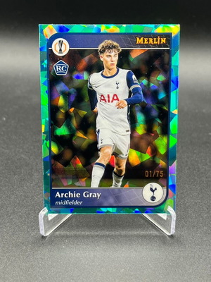 Κάρτα Archie Gray 2024-25 Topps Merlin UCC Aqua Cracked Ice RC καινούργια