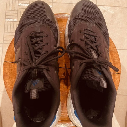 Adidas Boost shoes like new, size US 12 EU 46, black with blue details